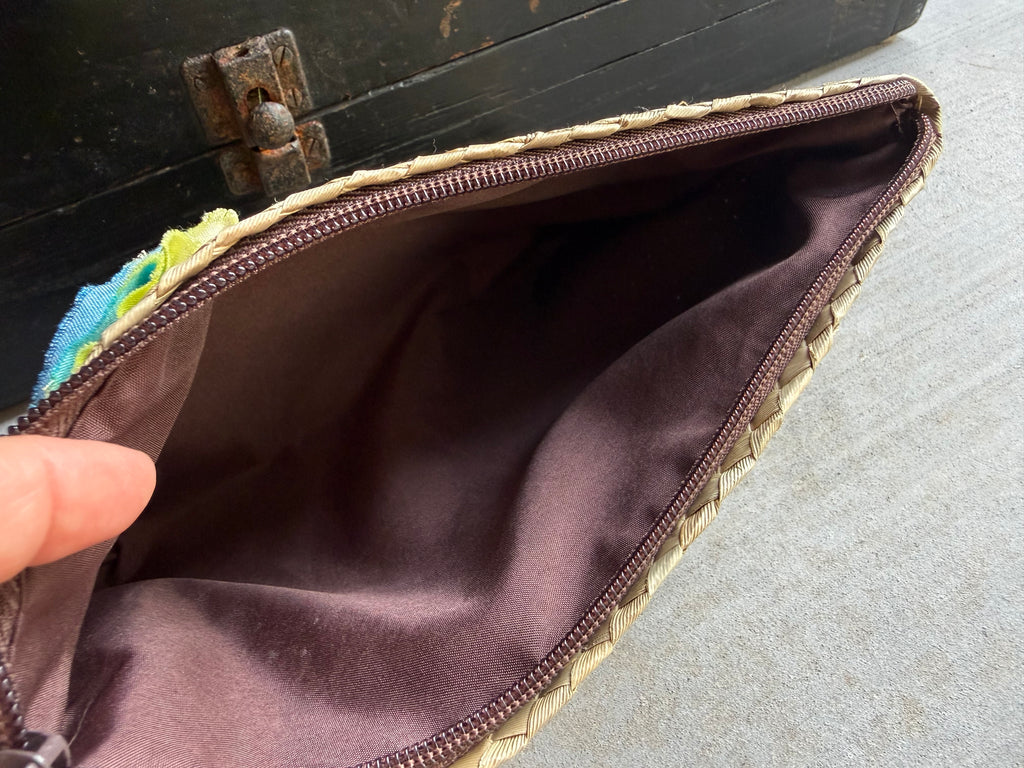 Lauhala Pua ‘Eke Pouch Small - Aqua / Yellow