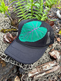 Kalo Leaf Trucker Hat - Bright Teal & Purple