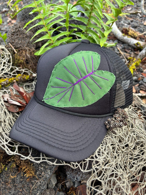 Kalo Leaf Trucker Hat - Green & Purple