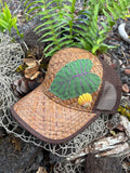 Lauhala Sunrise Kalo Trucker Hat - Green & Purple