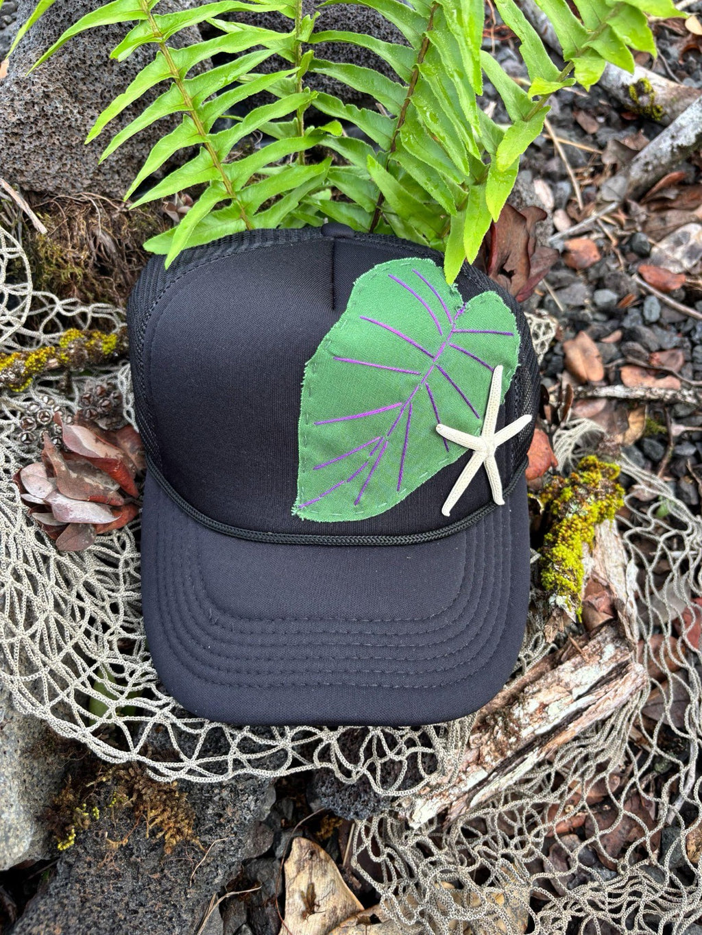 Starfish Kalo Leaf Trucker Hat - Green & Purple