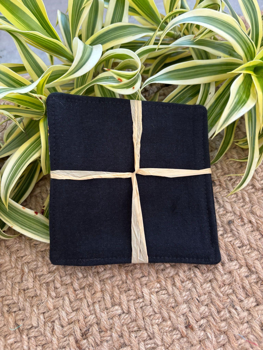 Medium Hand-sewn 2 Piece Coaster - Set 15, pattern 15A: denim back