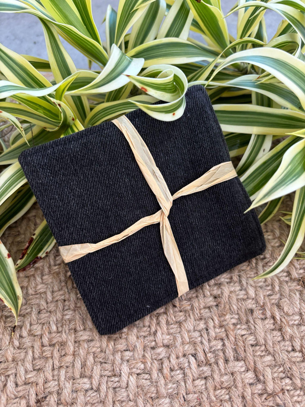 Medium Hand-sewn 2 Piece Coaster - Set 24, pattern 24A: denim back