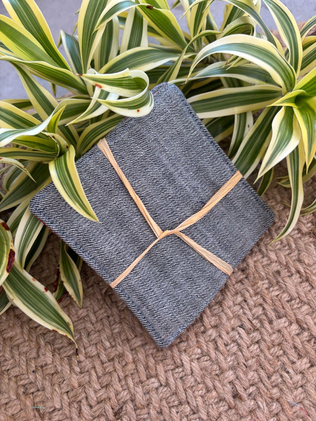 Medium Hand-sewn 2 Piece Coaster - Set 25, pattern 25A: denim back