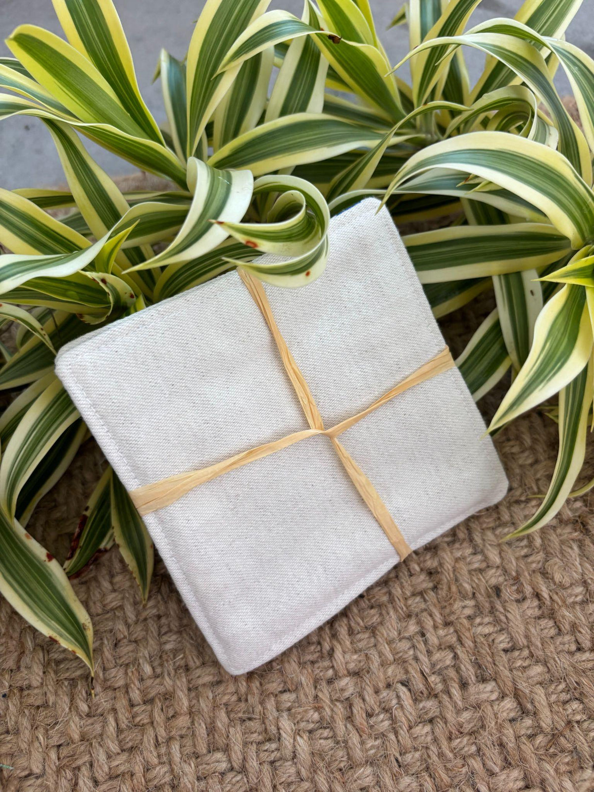 Medium Hand-sewn 2 Piece Coaster - Set 30, pattern 30A: denim back