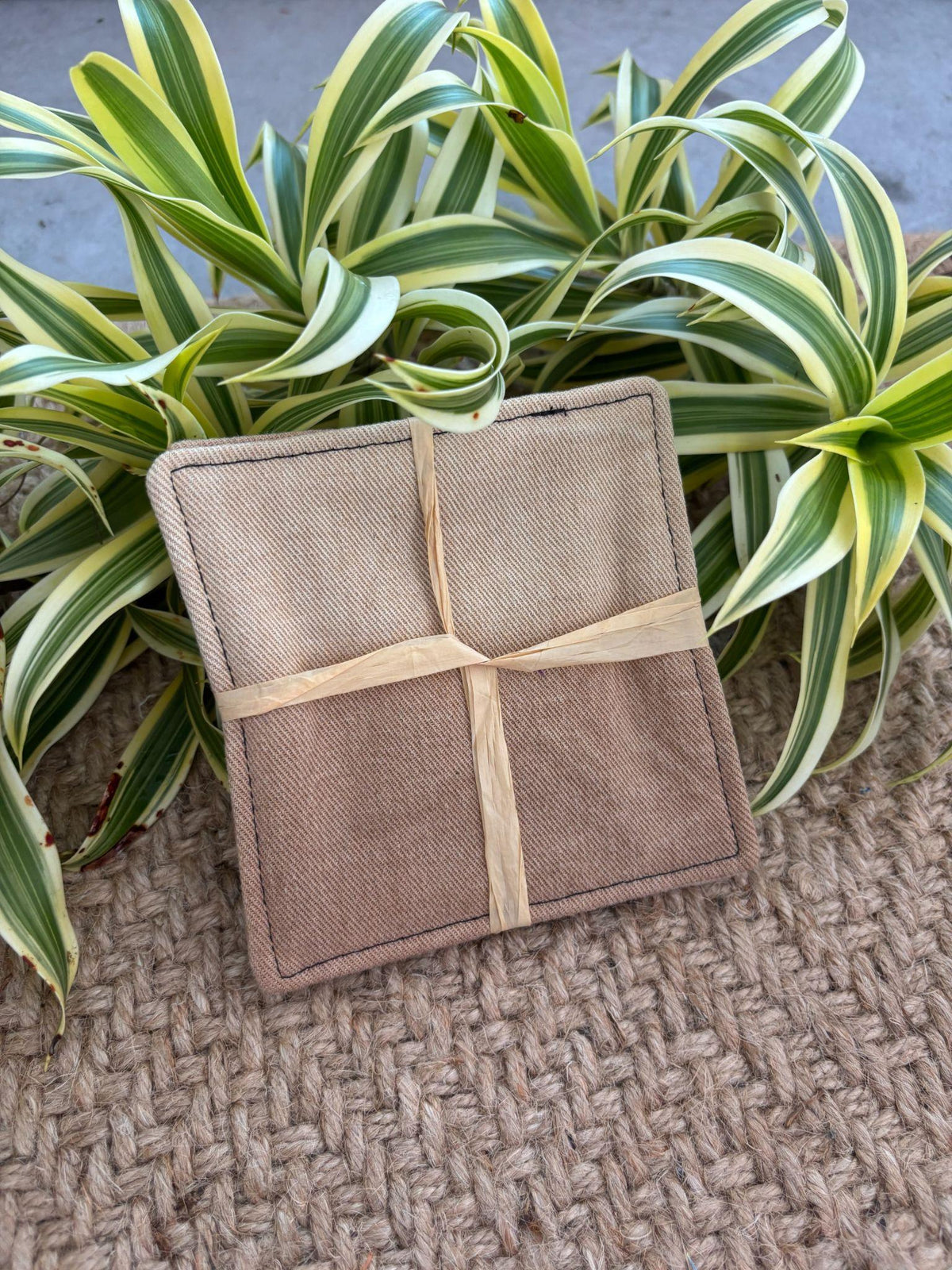 Medium Hand-sewn 2 Piece Coaster - Set 33, pattern 33A: denim back