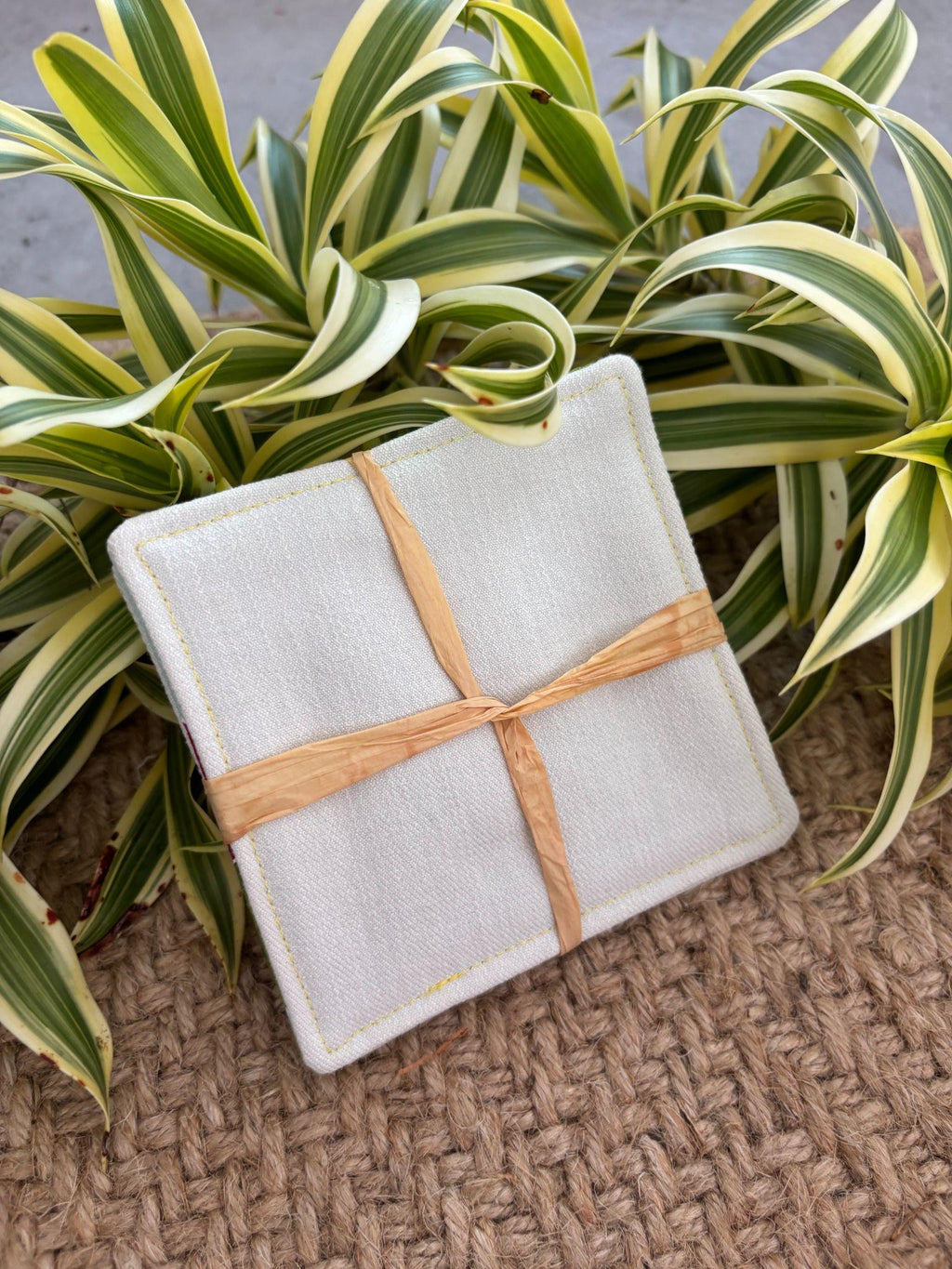 Medium Hand-sewn 2 Piece Coaster - Set 35, pattern 35A: denim back