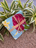 Medium Hand-sewn 2 Piece Coaster - Set 35, pattern 35A: fabric side tied with a lauhala twine bow