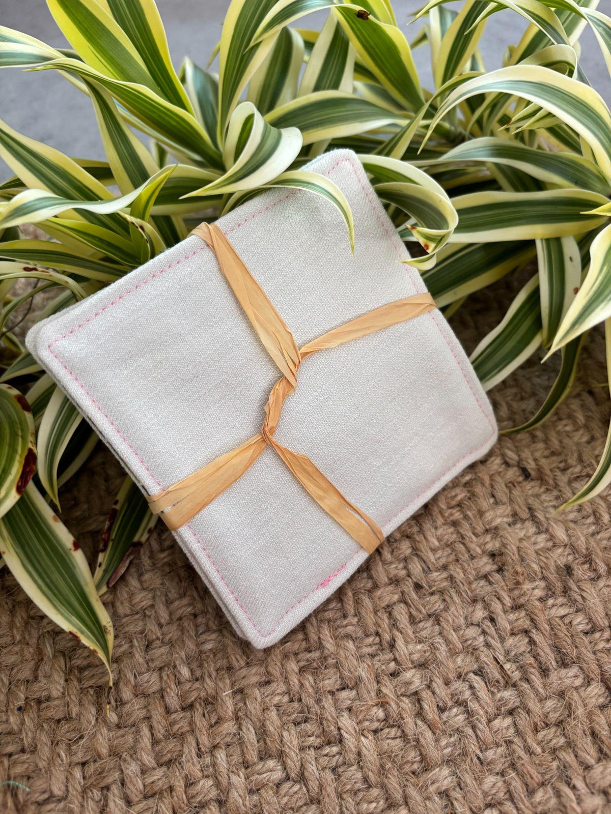 Medium Hand-sewn 2 Piece Coaster - Set 35, pattern 35B: denim back