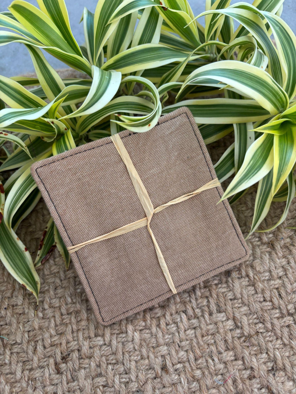Medium Hand-sewn 2 Piece Coaster - Set 39, pattern 39A: denim back