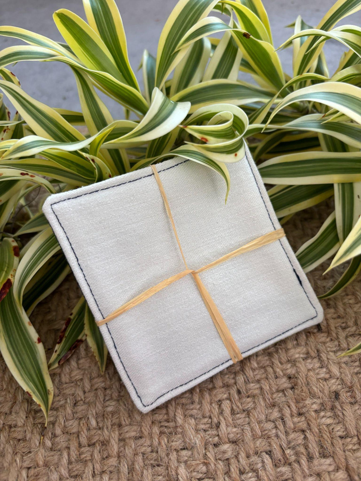 Medium Hand-sewn 2 Piece Coaster - Set 40, pattern 40A: denim back