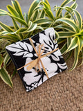 Medium Hand-sewn 2 Piece Coaster - Set 42, pattern 42A: fabric side tied with a lauhala twine bow