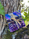 Medium Hand-sewn 2 Piece Coaster - Set 7, pattern 7A: fabric side tied with a lauhala twine bow