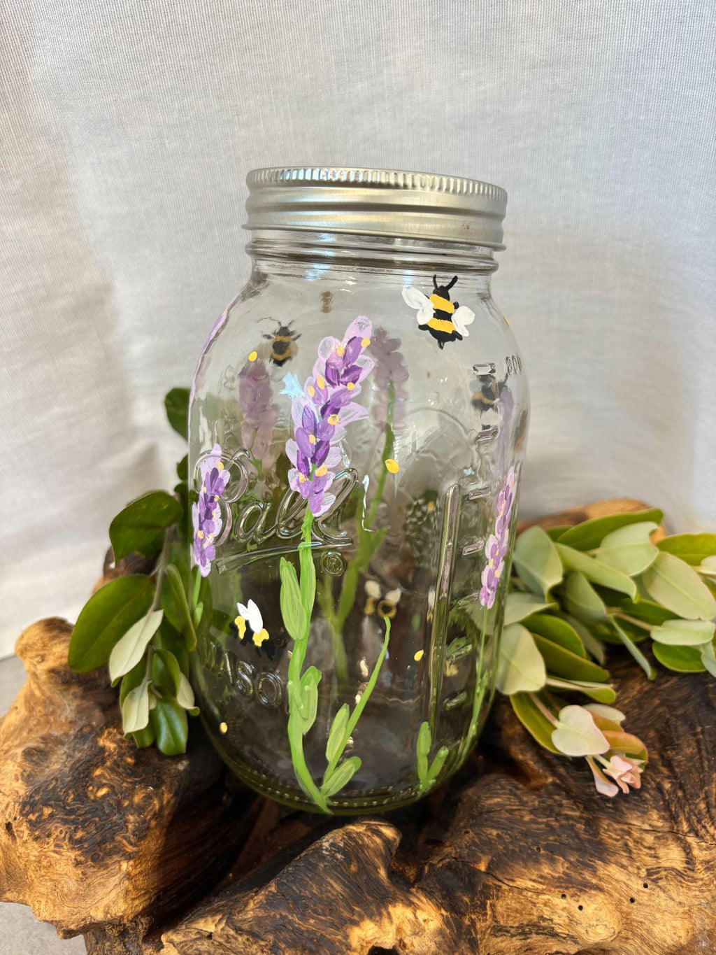 Painted Lavender & Bee Jar