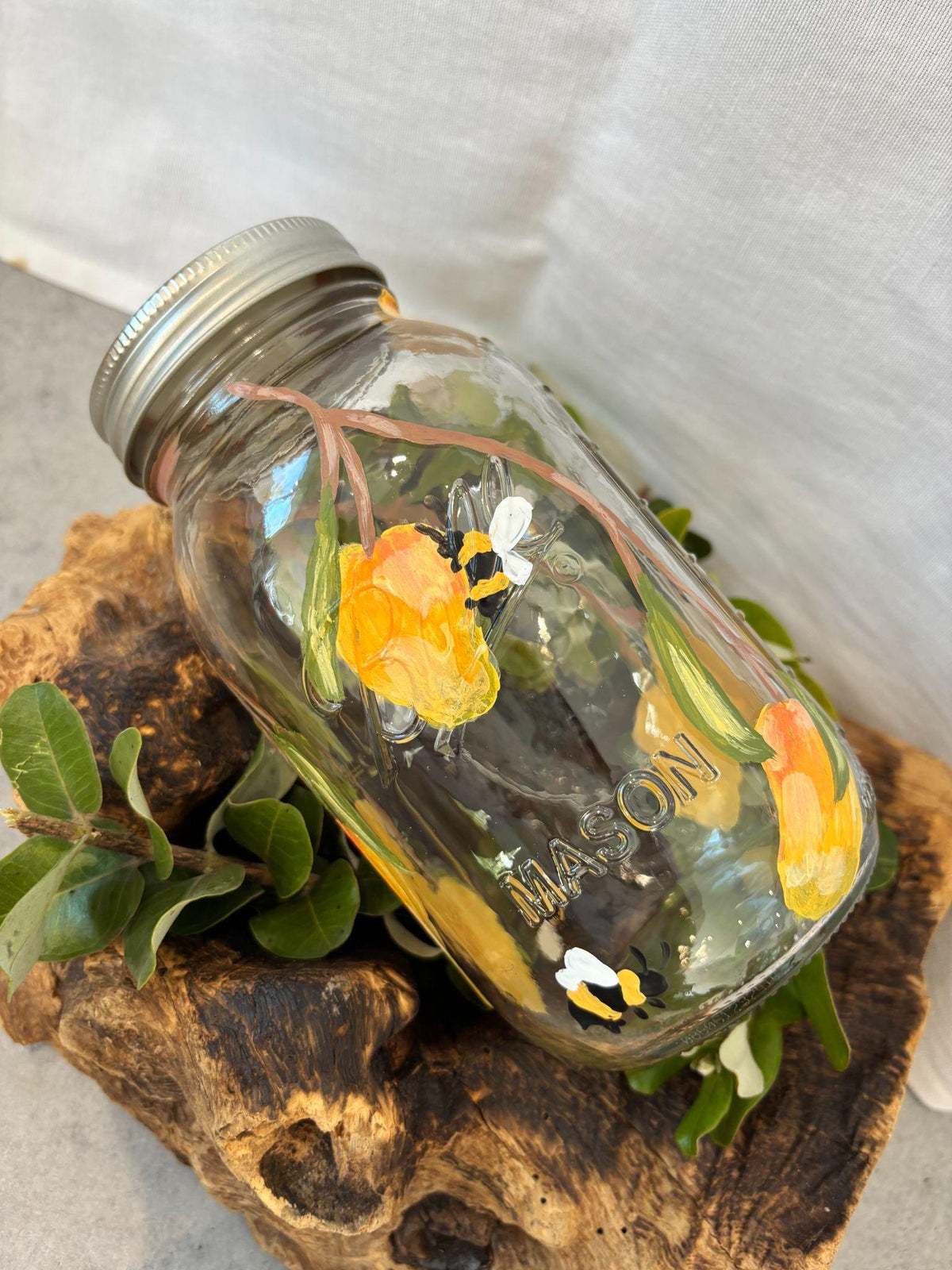Painted Mango & Bee Jar