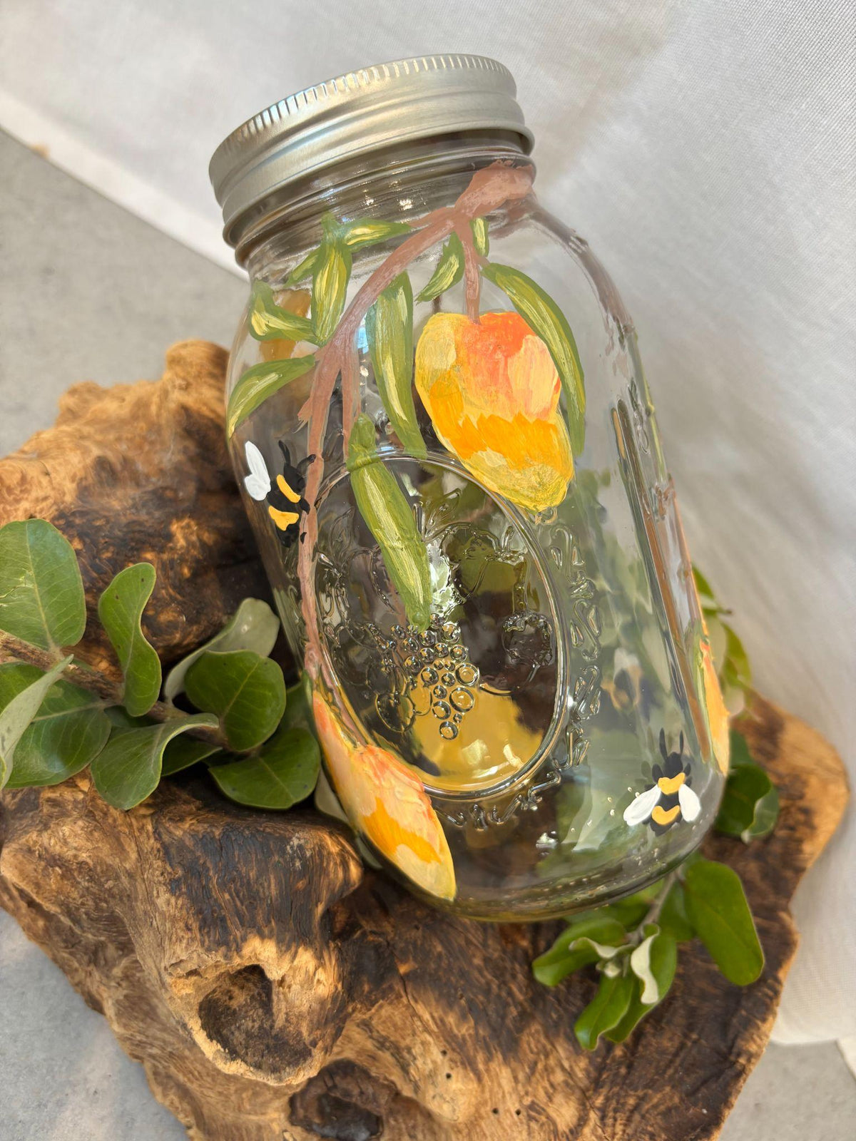 Painted Mango & Bee Jar